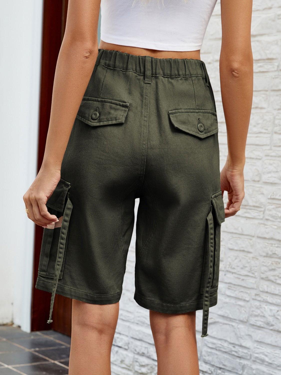 High Waist Denim Shorts with Pockets - Clothes For Her Online Store