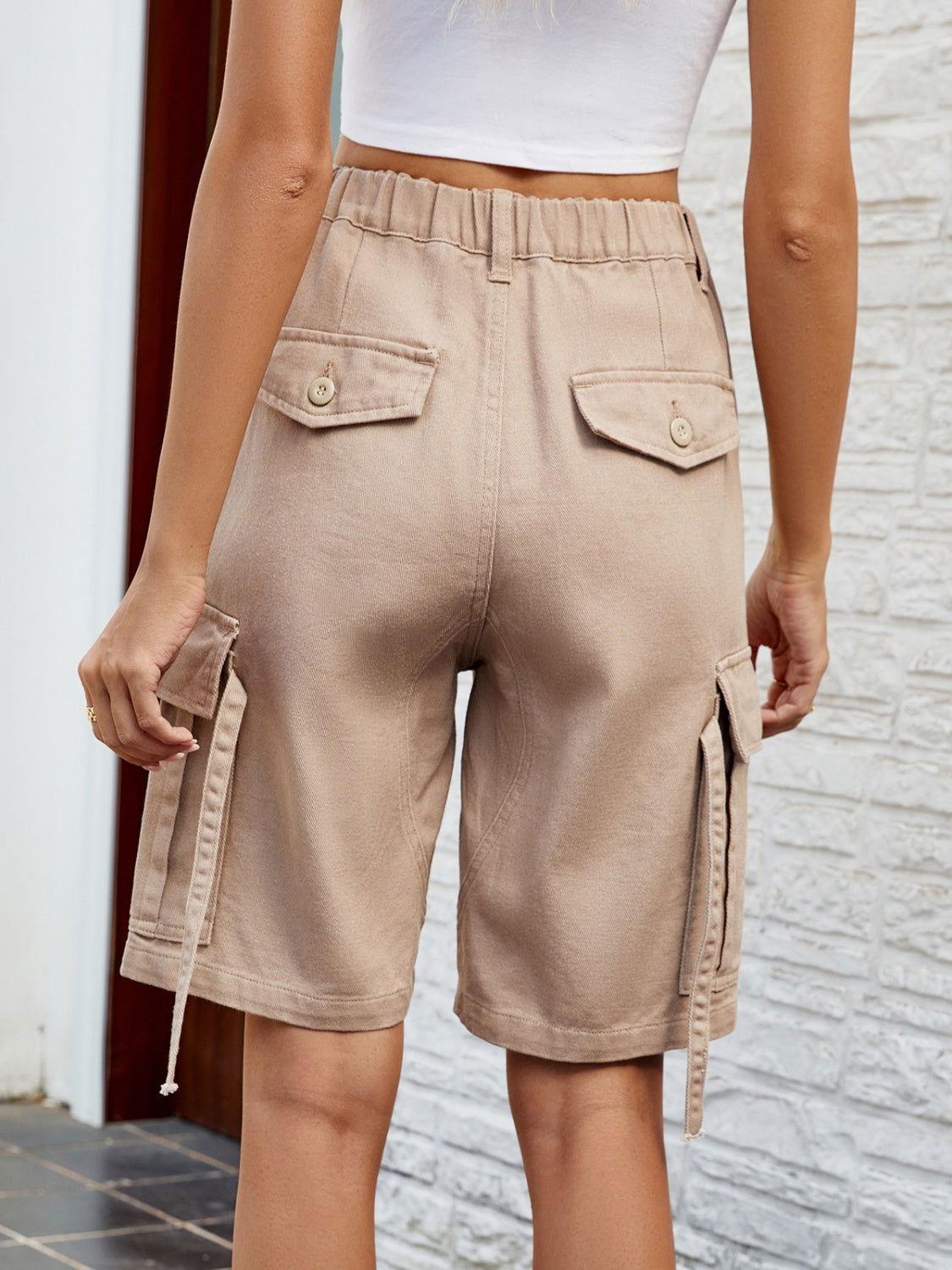 High Waist Denim Shorts with Pockets - Clothes For Her Online Store