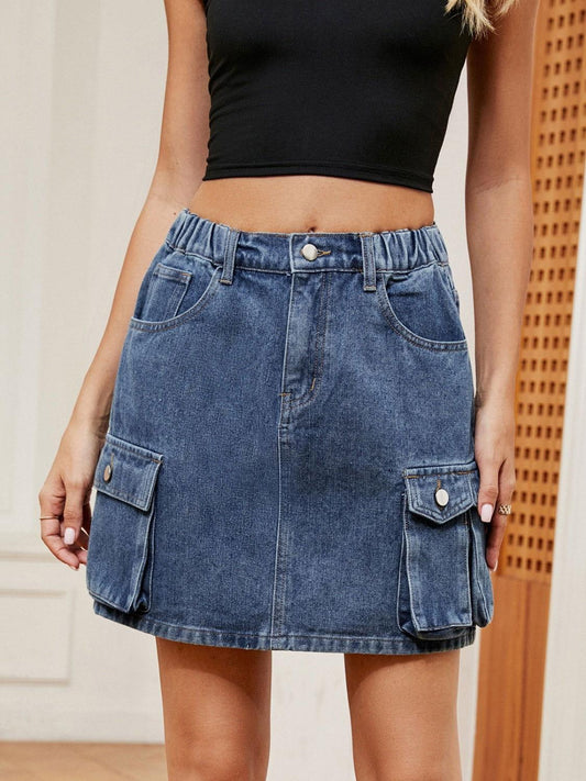 High Waist Denim Skirt - Clothes For Her Online Store