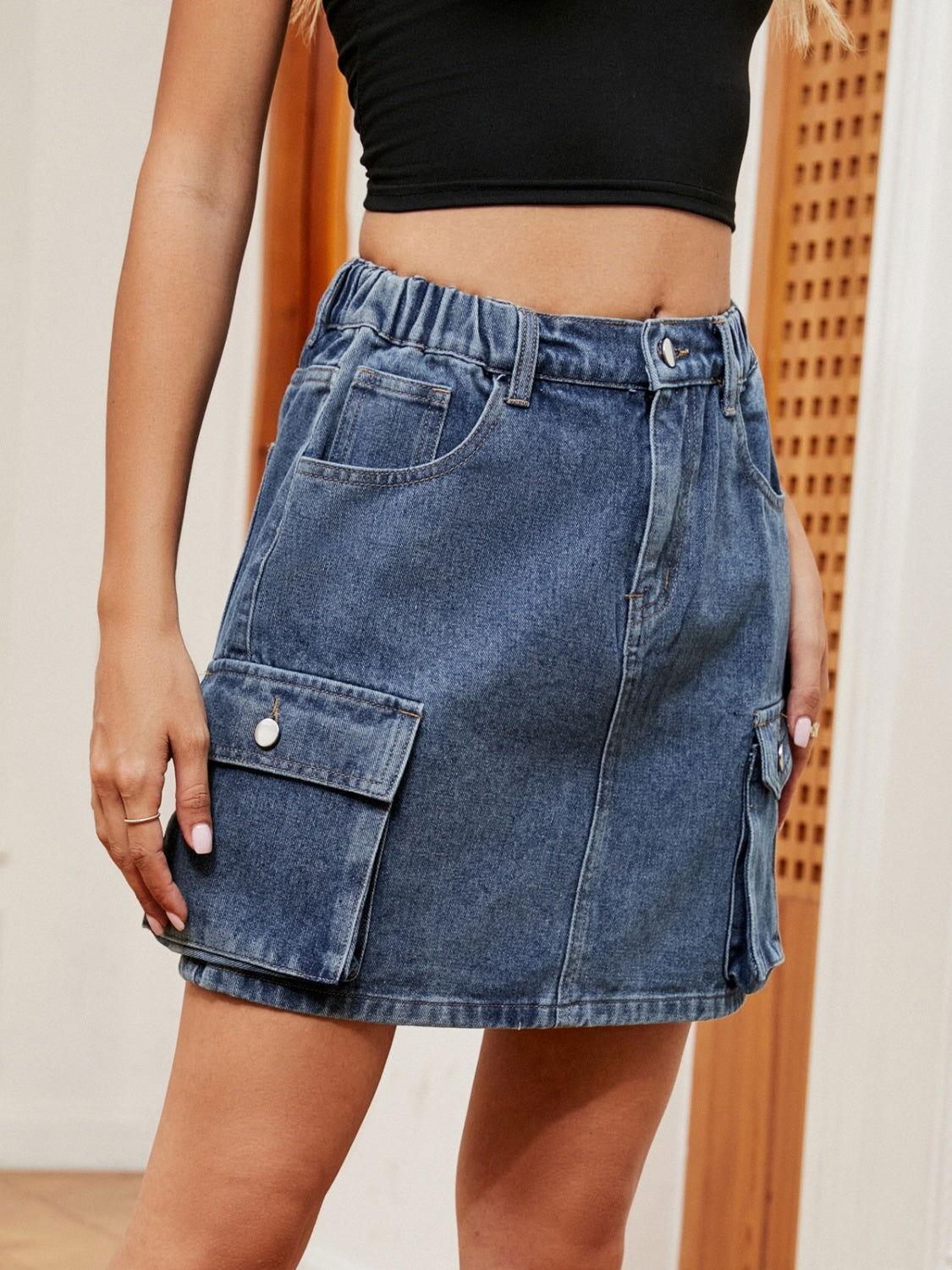 High Waist Denim Skirt - Clothes For Her Online Store