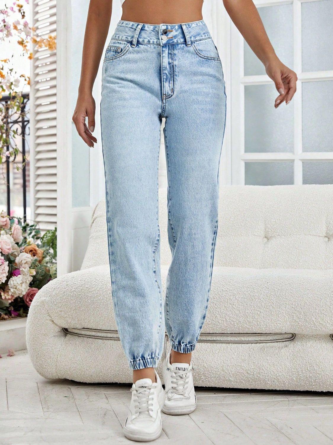 High Waist Jeans with Pockets - Clothes For Her Online Store