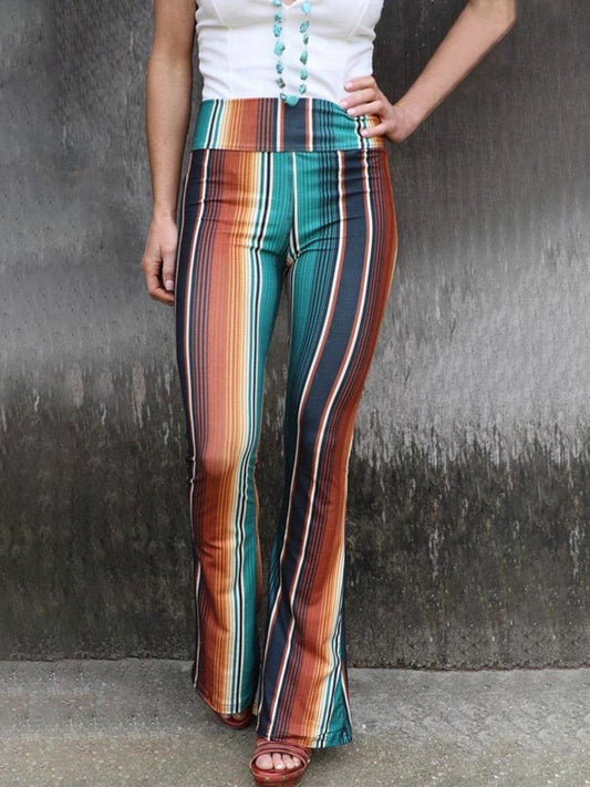 High Waist Striped Bootcut Pants - Clothes For Her Online Store