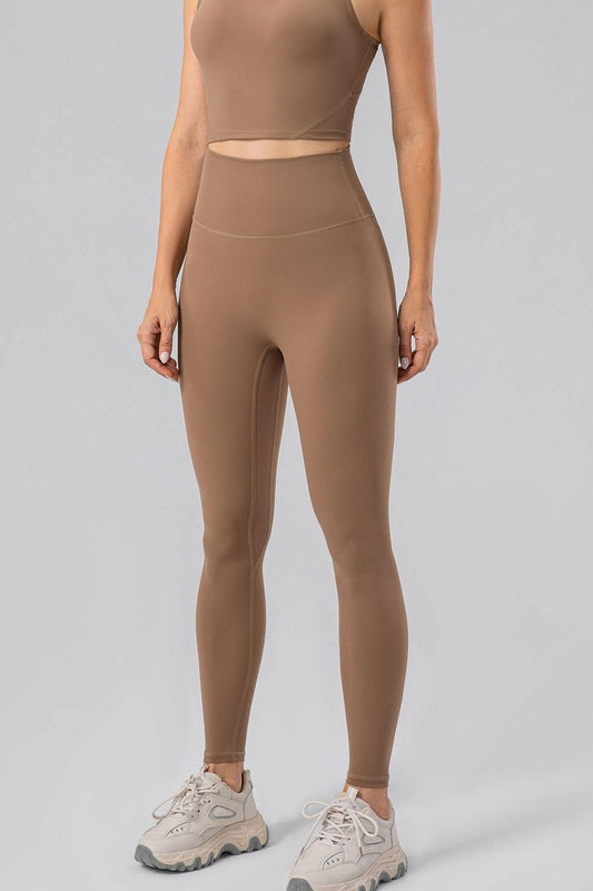 High Waist Wide Waistband Active Leggings - Clothes For Her Online Store