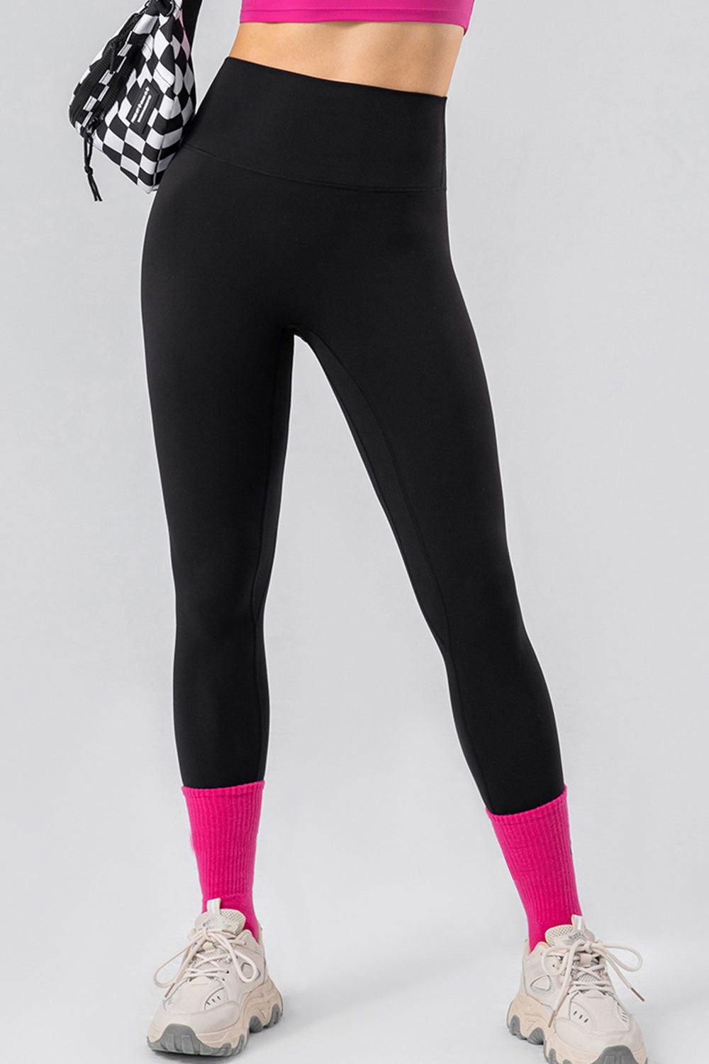 High Waist Wide Waistband Active Leggings - Clothes For Her Online Store