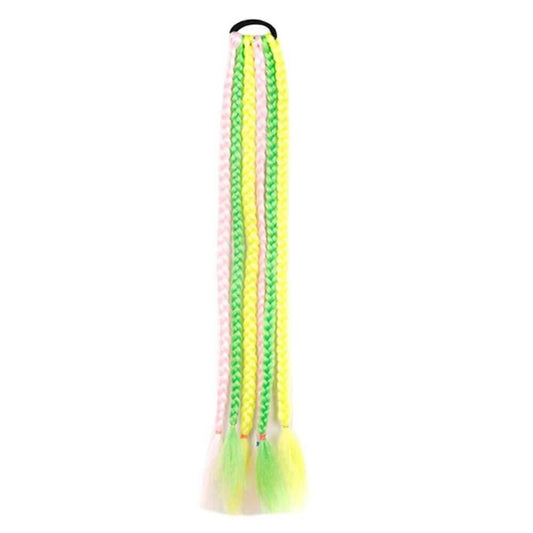 Highlight Fluorescent Pink Green Yellow Hair Braid Wig Nightclub Braid Hair Ring Party Braid Ponytail Hair Extensions Bling Hairpieces - Clothes For Her Online Store