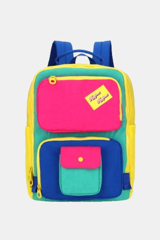 Himawari Contrast Nylon Backpack Bag with Handles - Clothes For Her Online Store