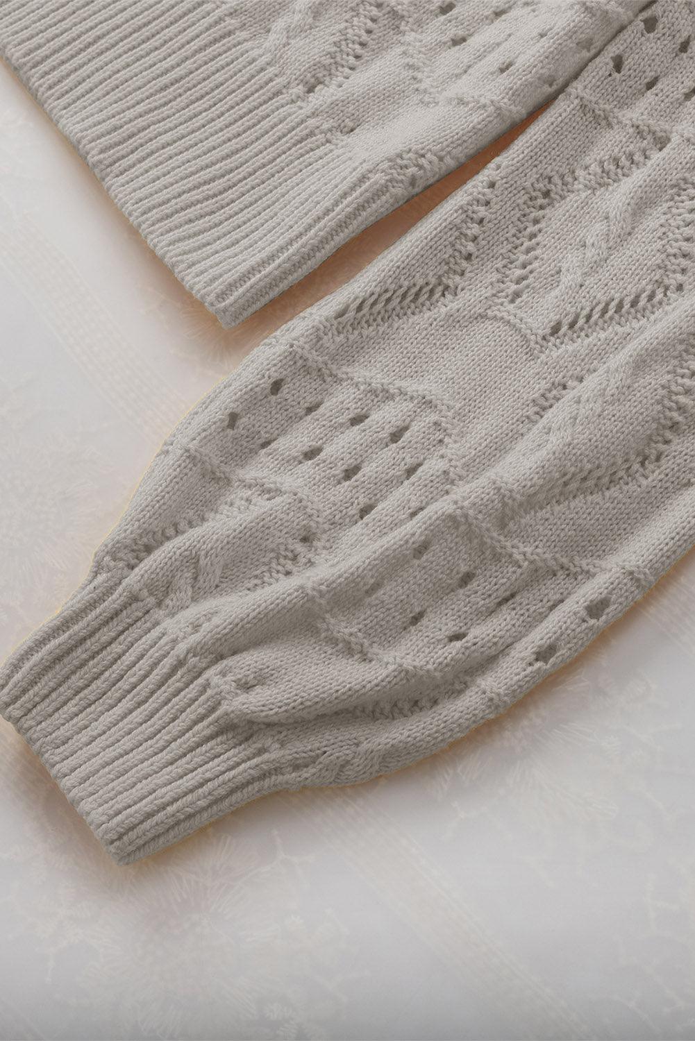 Hollow Out Johnny Collar Sweater - Clothes For Her Online Store