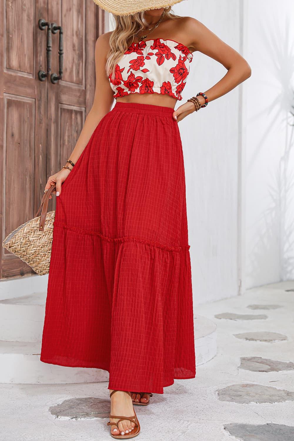 Honey Floral Tube Top and Maxi Skirt Set - Clothes For Her Online Store