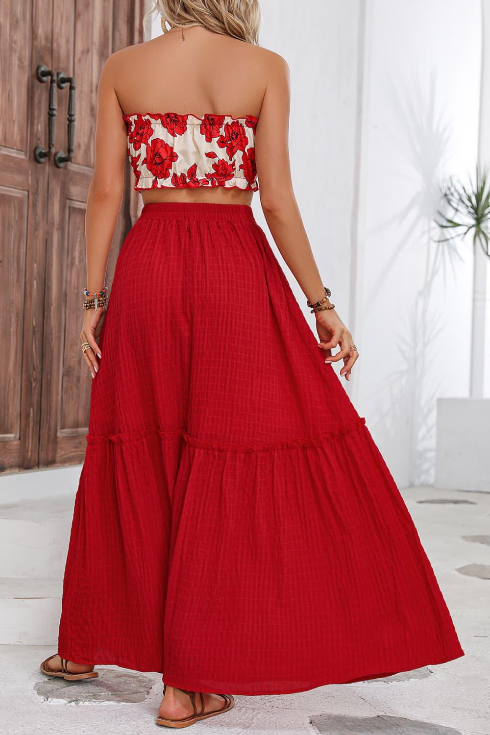 Honey Floral Tube Top and Maxi Skirt Set - Clothes For Her Online Store