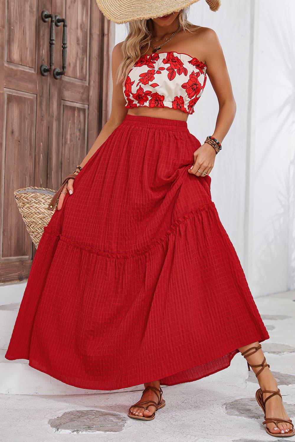 Honey Floral Tube Top and Maxi Skirt Set - Clothes For Her Online Store