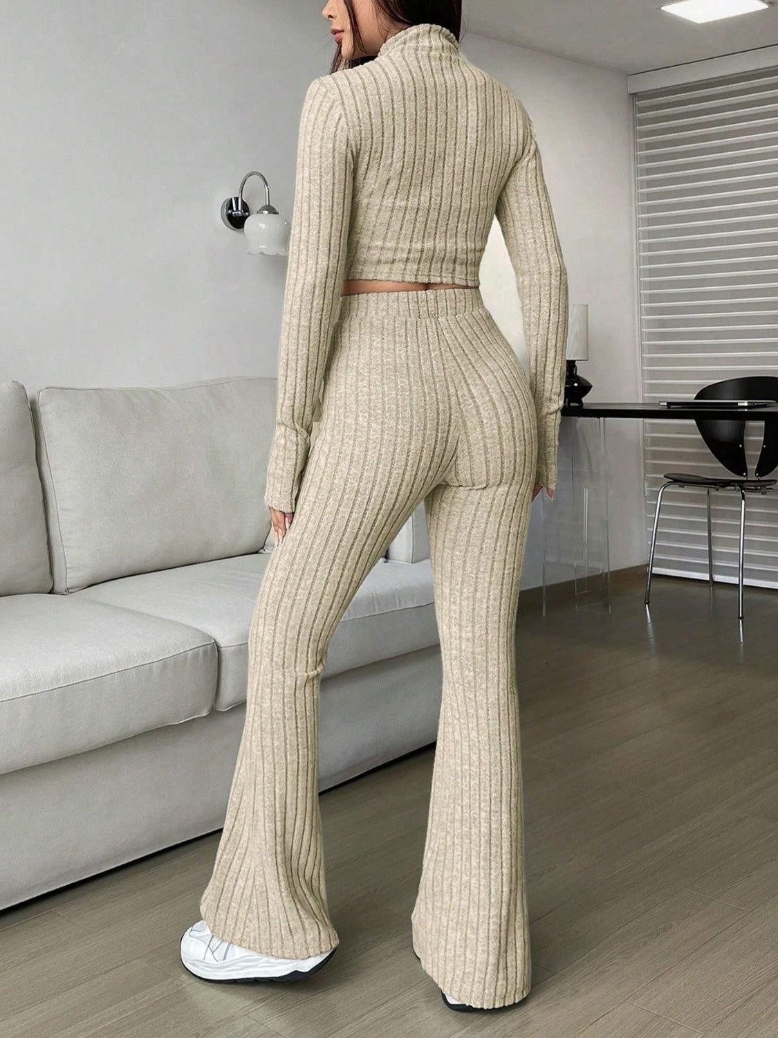 Honey Zip Up Long Sleeve Top and Pants Set - Clothes For Her Online Store
