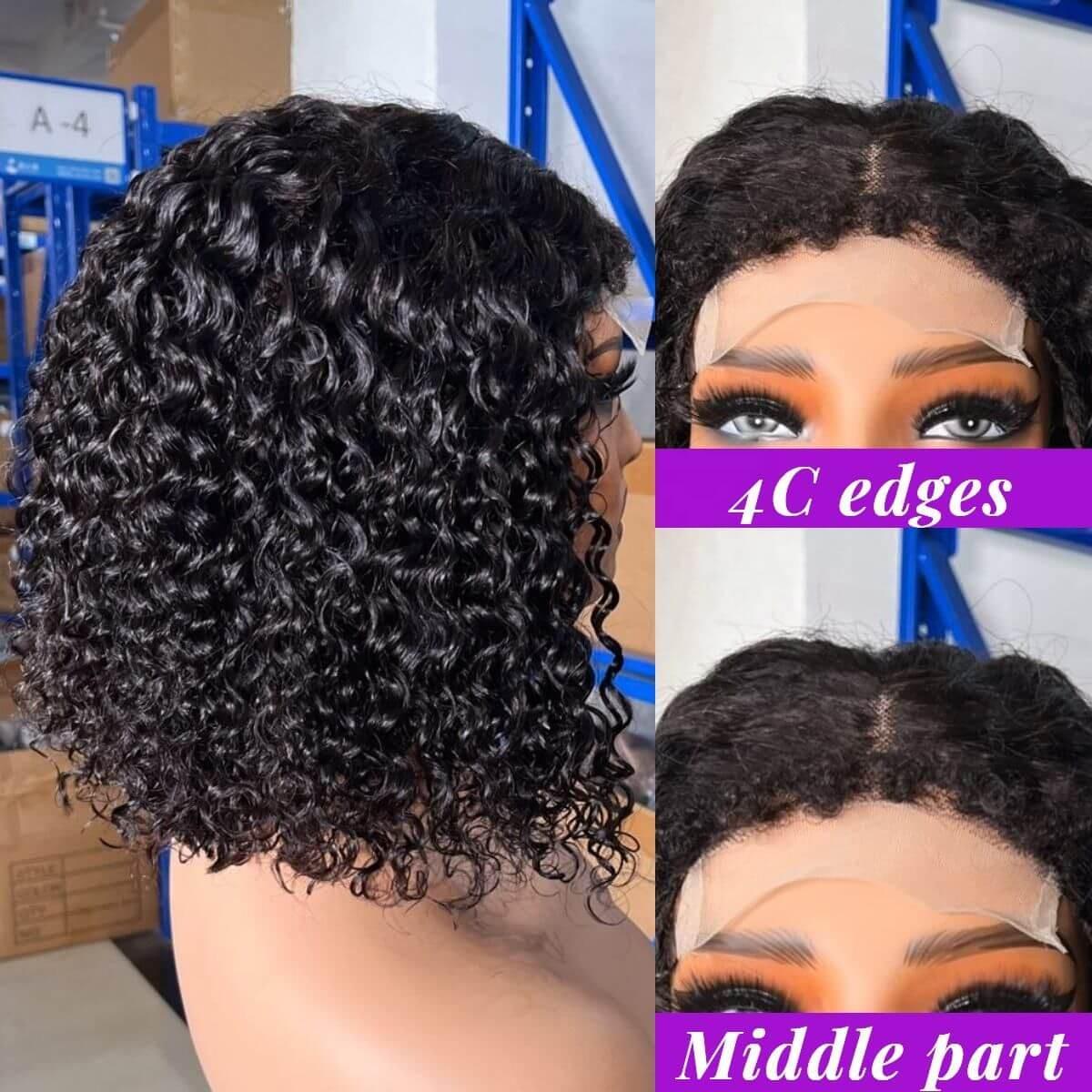 Hot Selling Products 2024 Water Wave 4C Edge Baby Hair Short Bob Wig,4x4 13x4 Bob Wigs Human Hair Lace Front - Clothes For Her Online Store