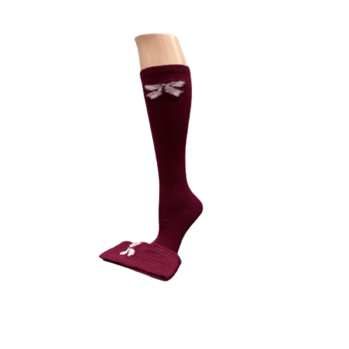 Bow Pattern Hi-Bulk Acrylic Knee-Hi Women's Socks