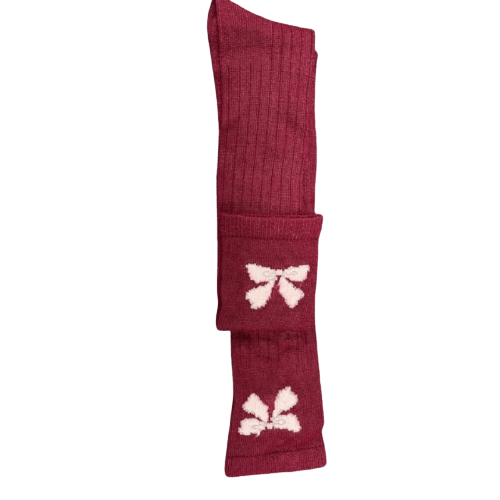 Bow Pattern Hi-Bulk Acrylic Knee-Hi Women's Socks