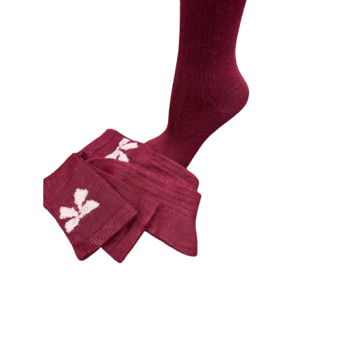 Bow Pattern Hi-Bulk Acrylic Knee-Hi Women's Socks