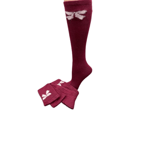 Bow Pattern Hi-Bulk Acrylic Knee-Hi Women's Socks