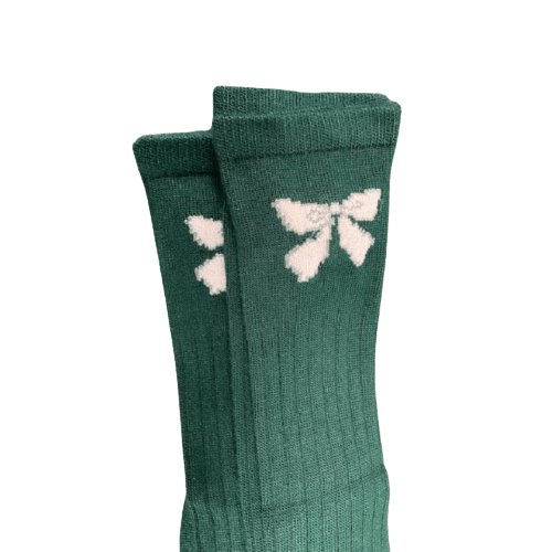 Bow Pattern Hi-Bulk Acrylic Knee-Hi Women's Socks