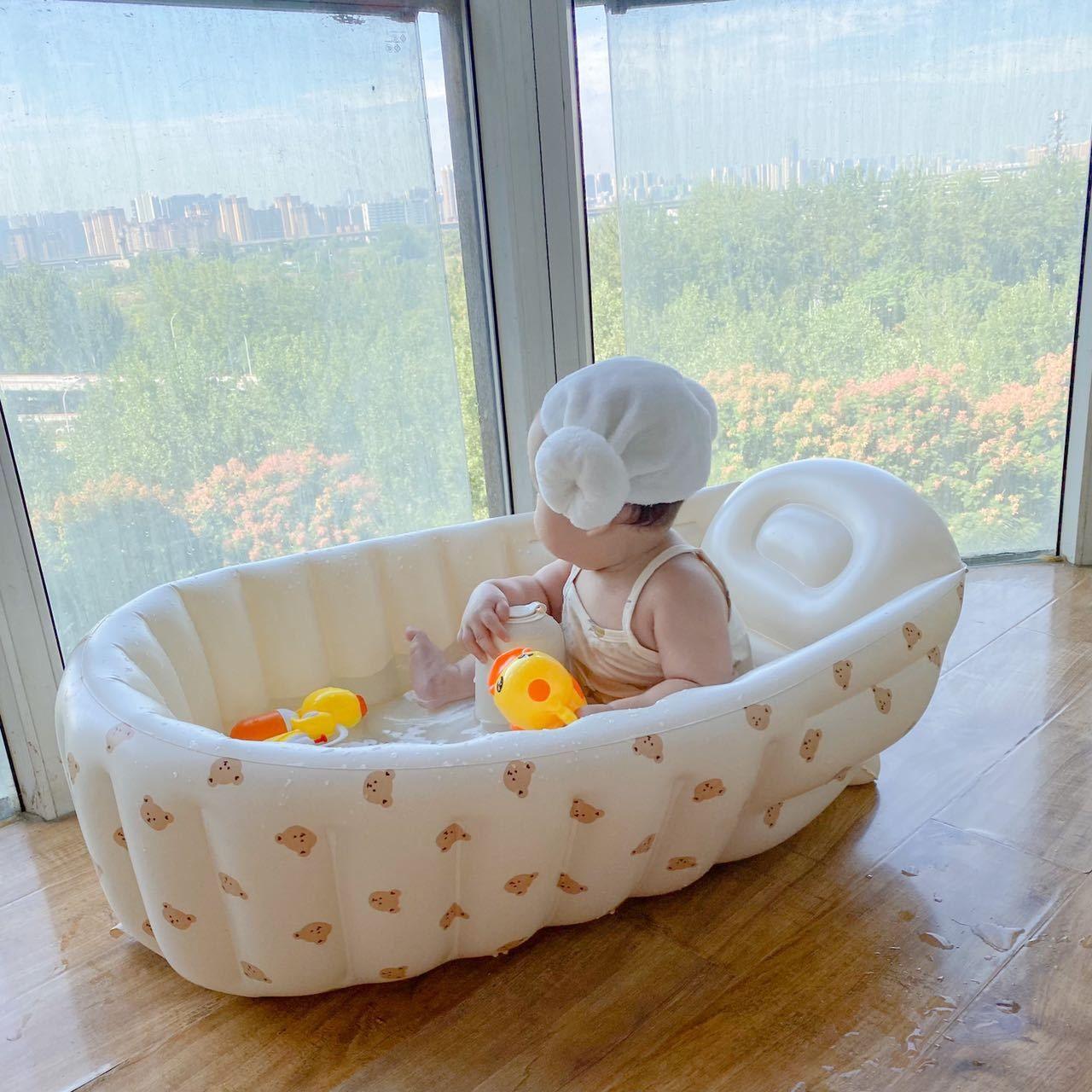 Inflatable bathtub; Inflatable Bath Baby Foldable Swimming Bath Bathroom Newborn Tub Portable Children's swimming pool - Clothes For Her Online Store