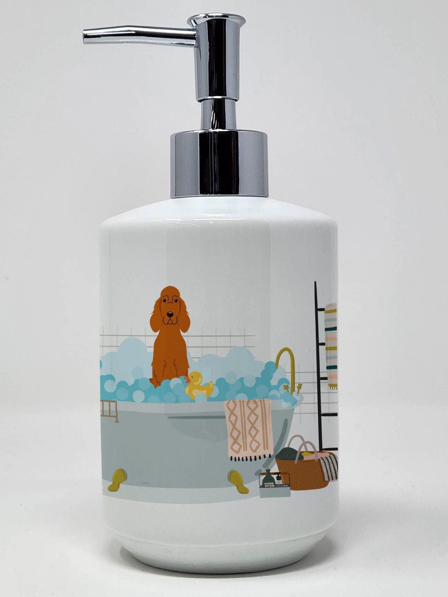 Irish Setter in Bathtub Ceramic Soap Dispenser Hand Soap Dispenser Pump Bottles for Bathroom Kitchen, Empty Refillable Liquid Soap Container - Clothes For Her Online Store