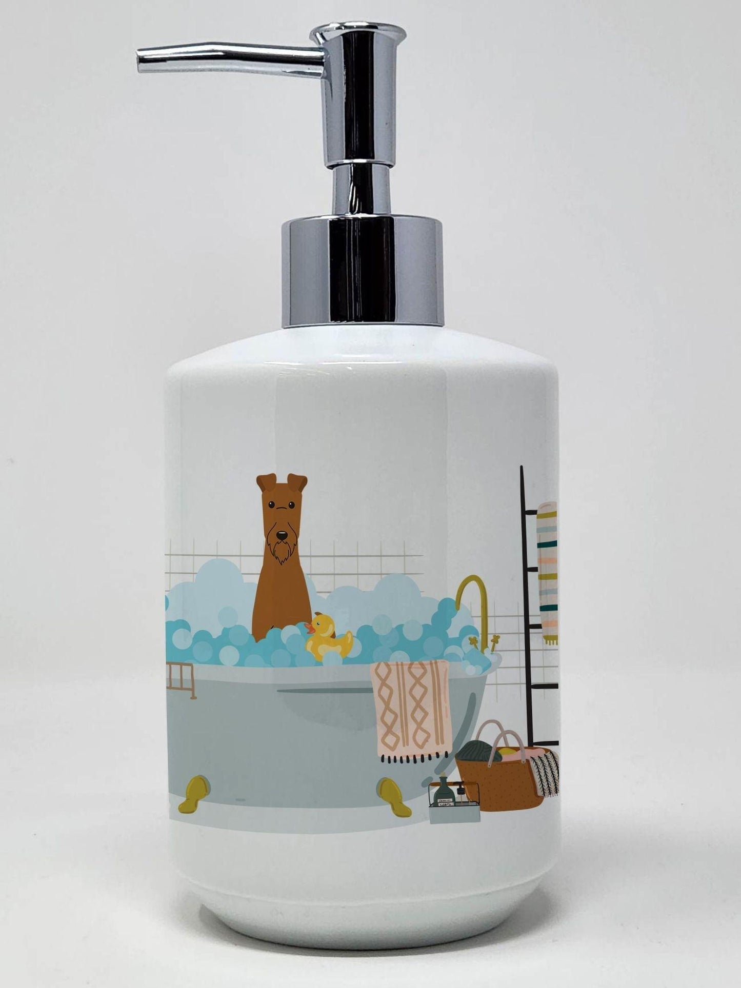 Irish Terrier in Bathtub Ceramic Soap Dispenser Hand Soap Dispenser Pump Bottles for Bathroom Kitchen, Empty Refillable Liquid Soap Container - Clothes For Her Online Store