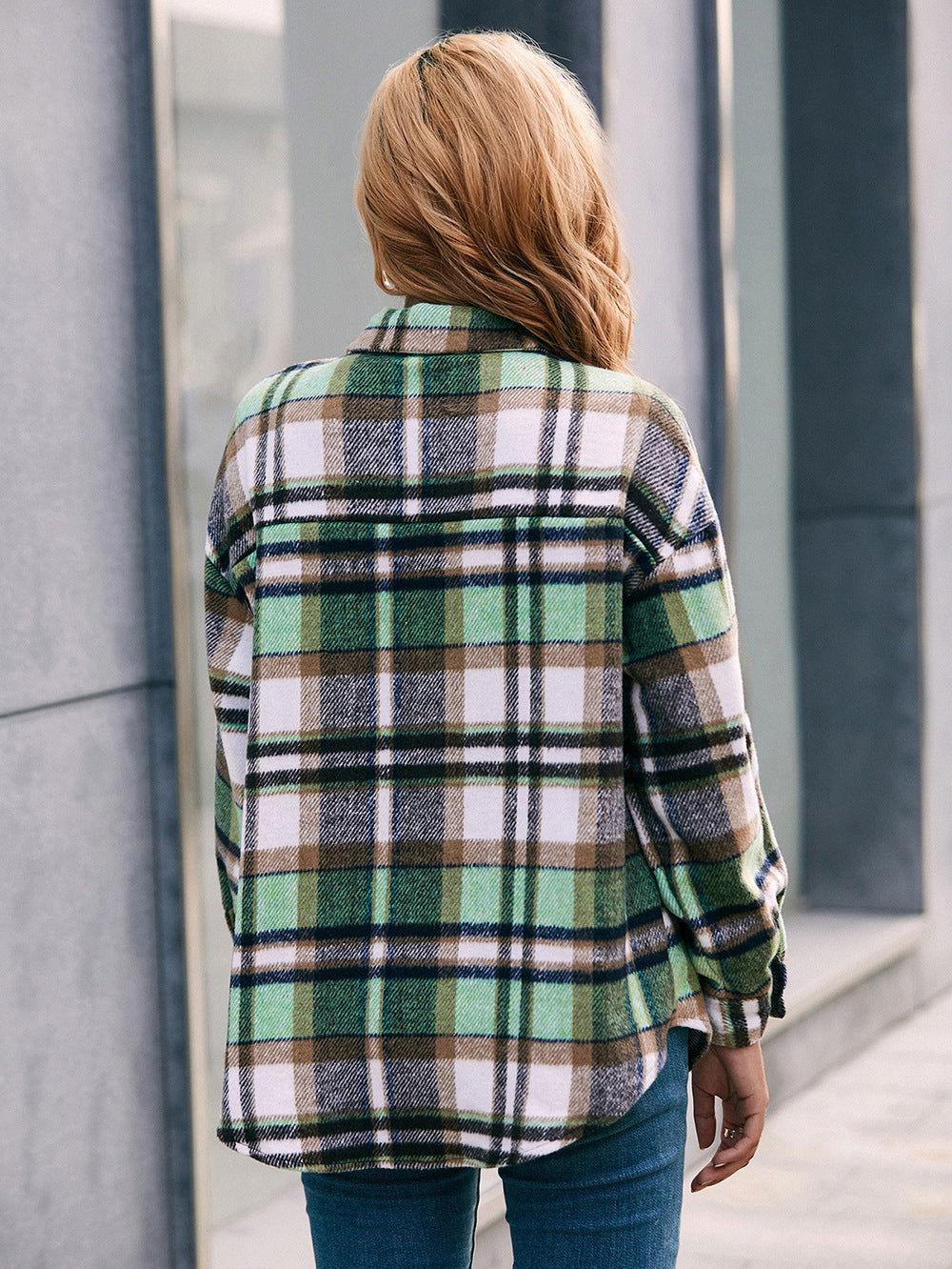 Ivy Lane Meet You Outside Plaid Button Down Curved Hem Shacket - Clothes For Her Online Store