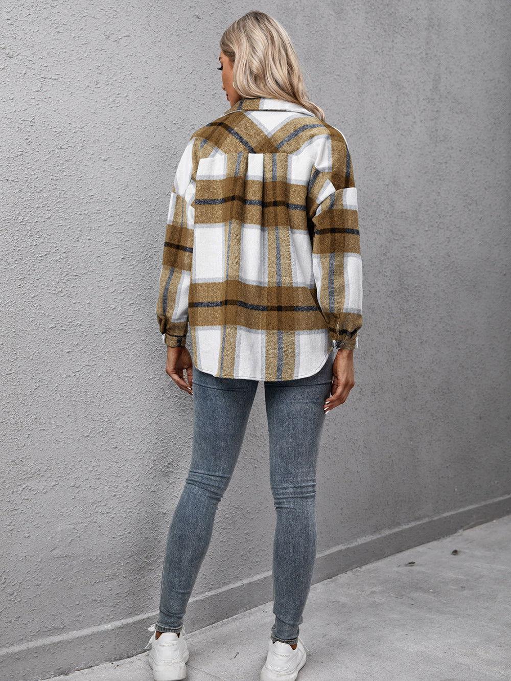 Ivy Lane Plaid Long Sleeve Shirt Jacket - Clothes For Her Online Store