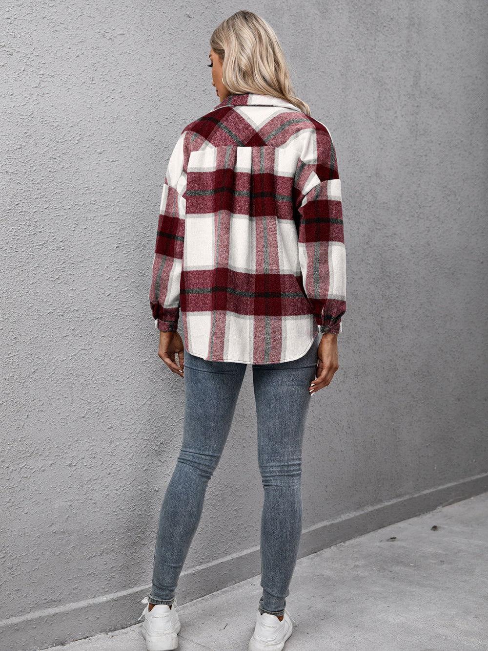 Ivy Lane Plaid Long Sleeve Shirt Jacket - Clothes For Her Online Store