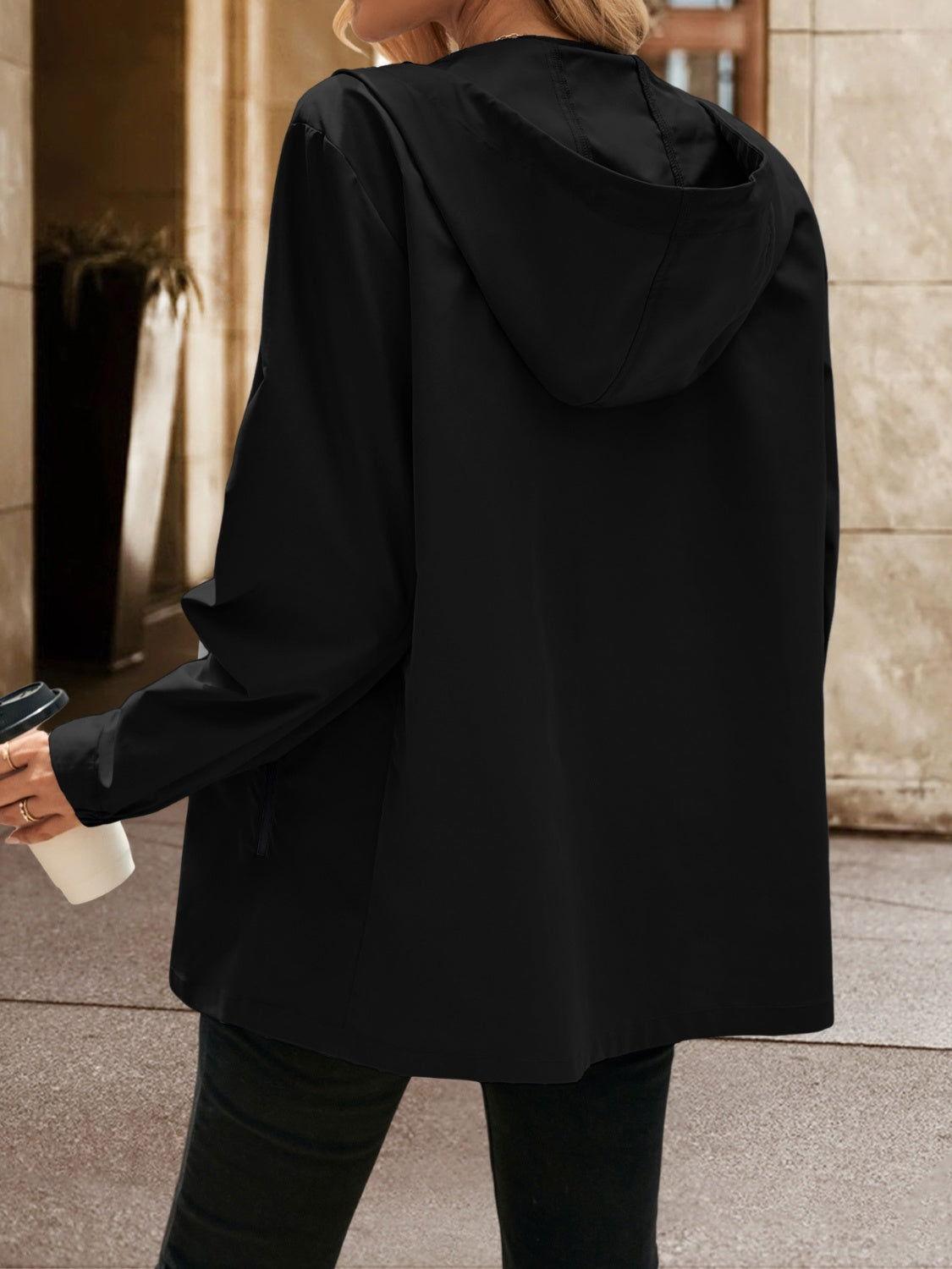 Ivy Lane Pocketed Zip Up Hooded Jacket - Clothes For Her Online Store