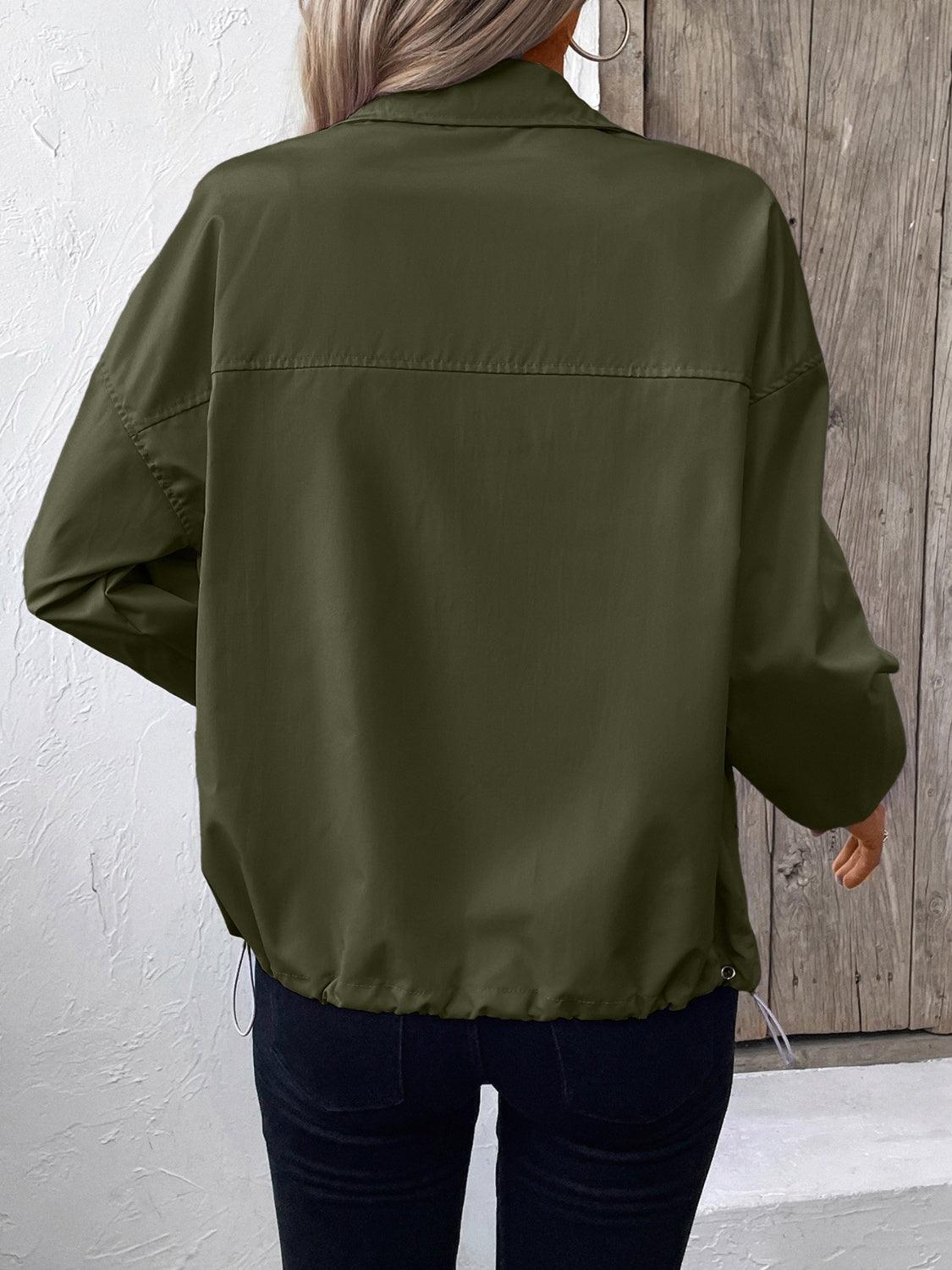 Ivy Lane Pocketed Zip Up Long Sleeve Jacket - Clothes For Her Online Store