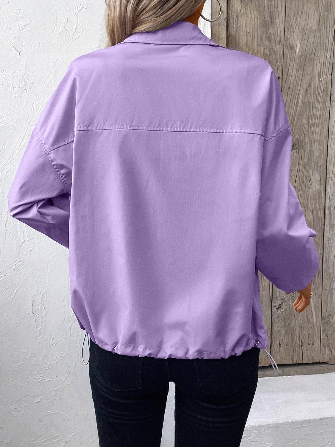 Ivy Lane Pocketed Zip Up Long Sleeve Jacket - Clothes For Her Online Store