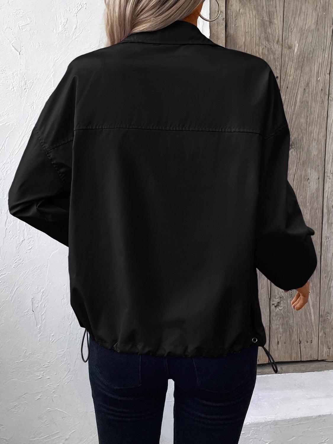 Ivy Lane Pocketed Zip Up Long Sleeve Jacket - Clothes For Her Online Store