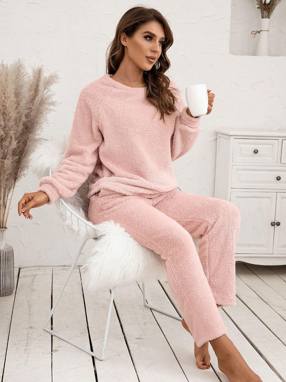 Ivy Lane Teddy Long Sleeve Top and Pants Lounge Set - Clothes For Her Online Store
