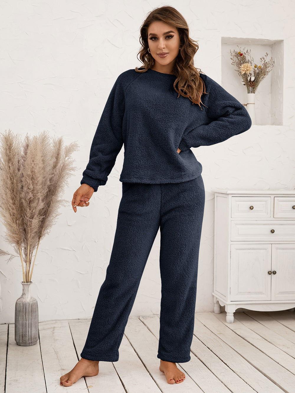 Ivy Lane Teddy Long Sleeve Top and Pants Lounge Set - Clothes For Her Online Store
