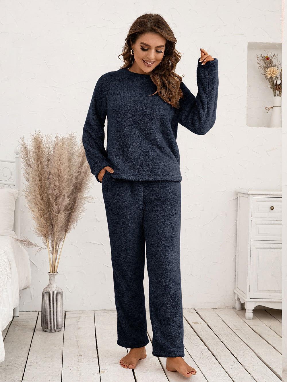 Ivy Lane Teddy Long Sleeve Top and Pants Lounge Set - Clothes For Her Online Store