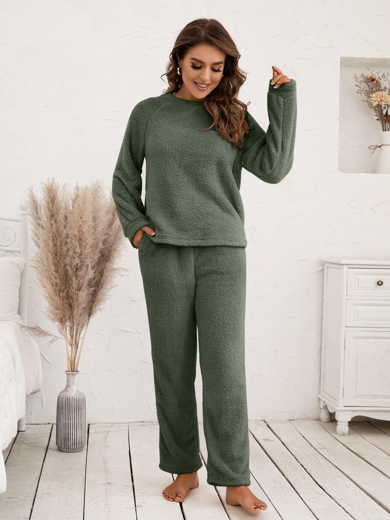 Ivy Lane Teddy Long Sleeve Top and Pants Lounge Set - Clothes For Her Online Store