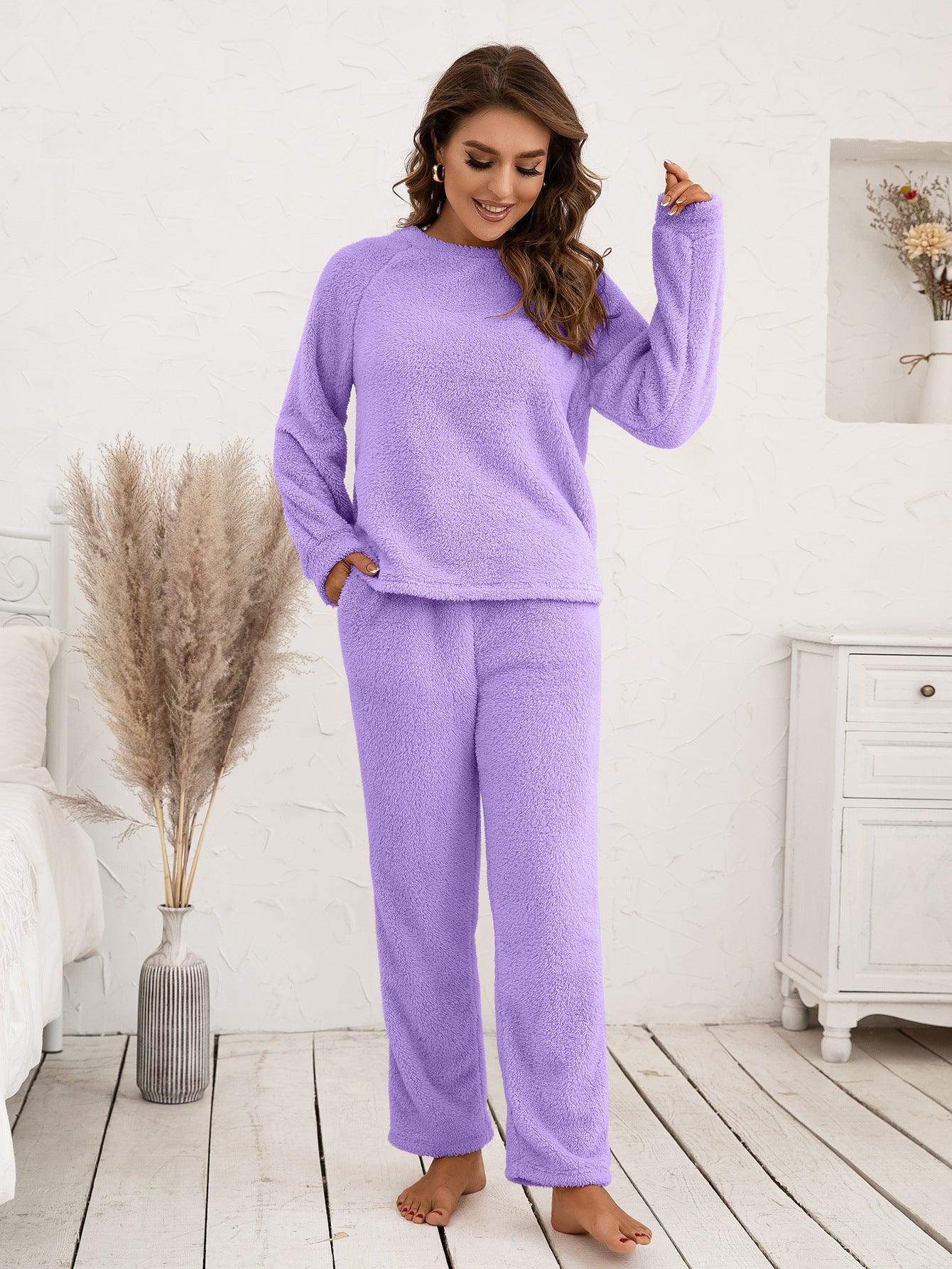 Ivy Lane Teddy Long Sleeve Top and Pants Lounge Set - Clothes For Her Online Store