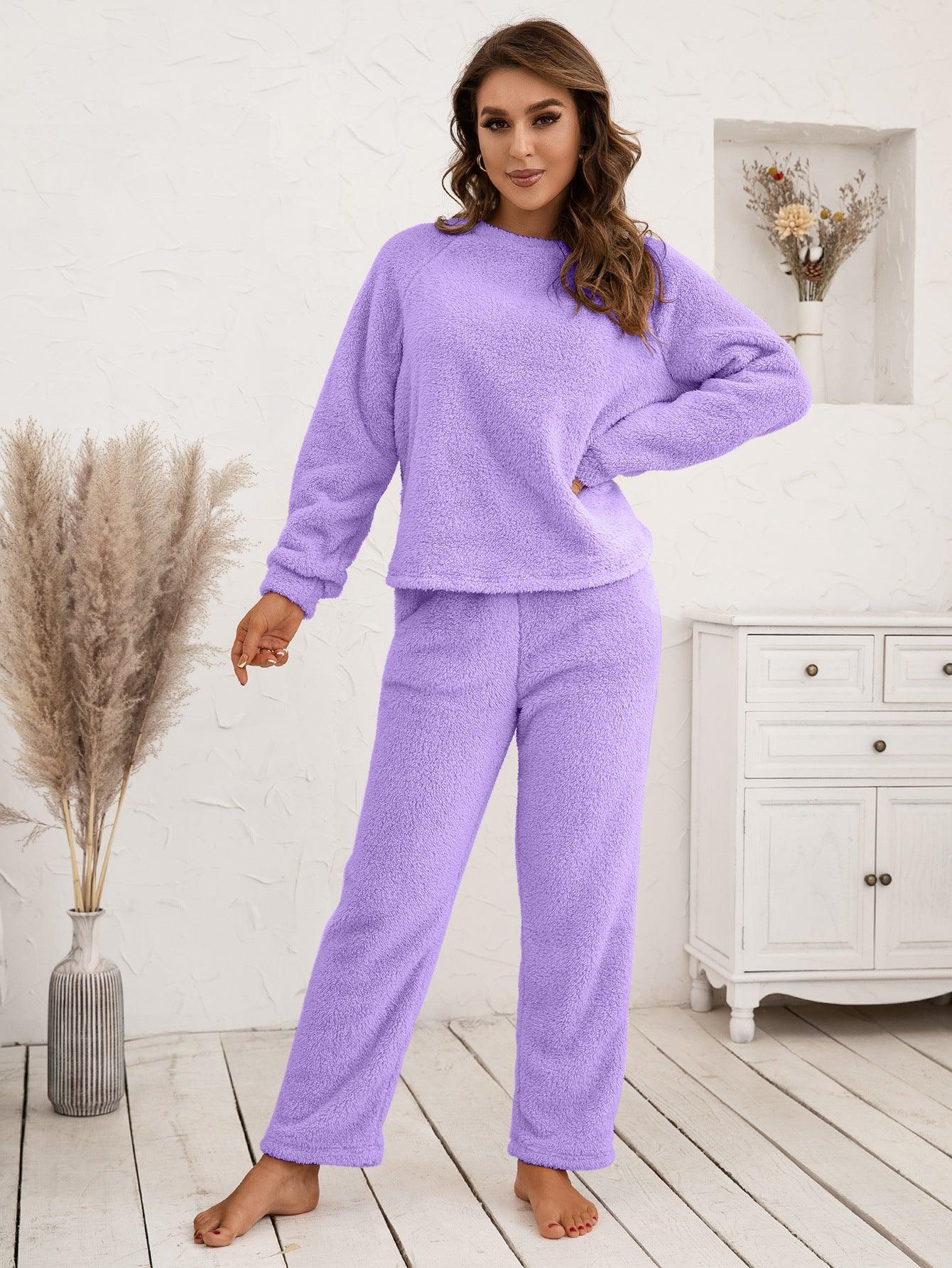 Ivy Lane Teddy Long Sleeve Top and Pants Lounge Set - Clothes For Her Online Store