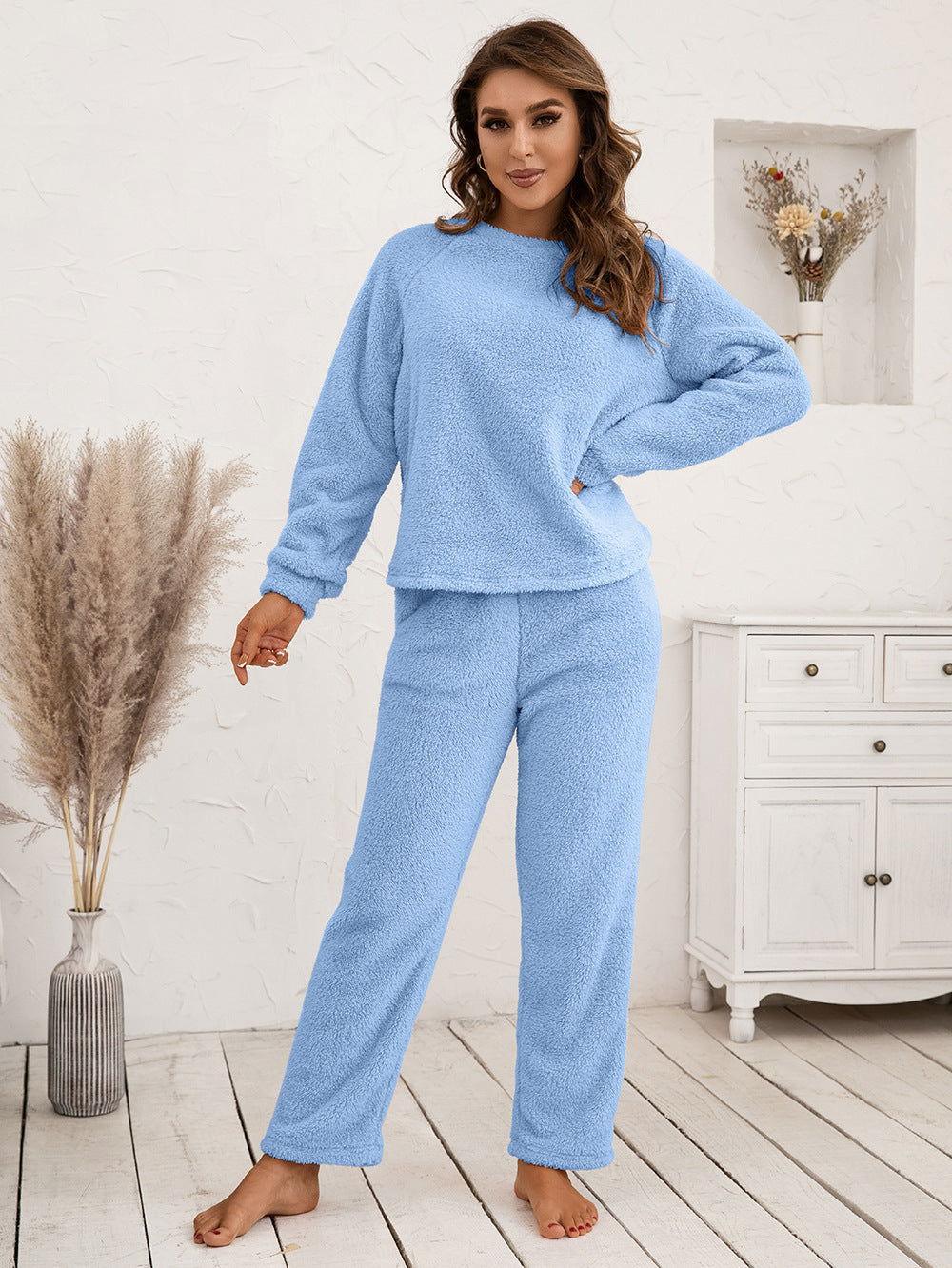 Ivy Lane Teddy Long Sleeve Top and Pants Lounge Set - Clothes For Her Online Store