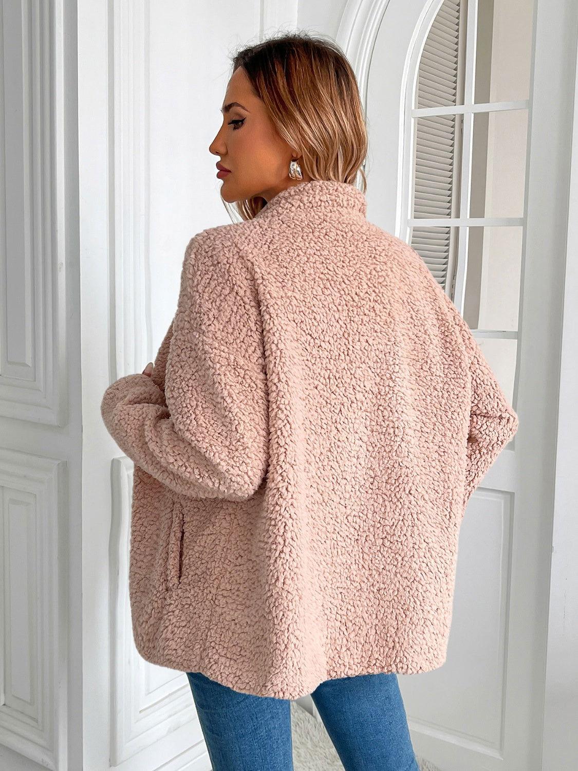 Ivy Lane Zip Up Long Sleeve Fuzzy Jacket - Clothes For Her Online Store