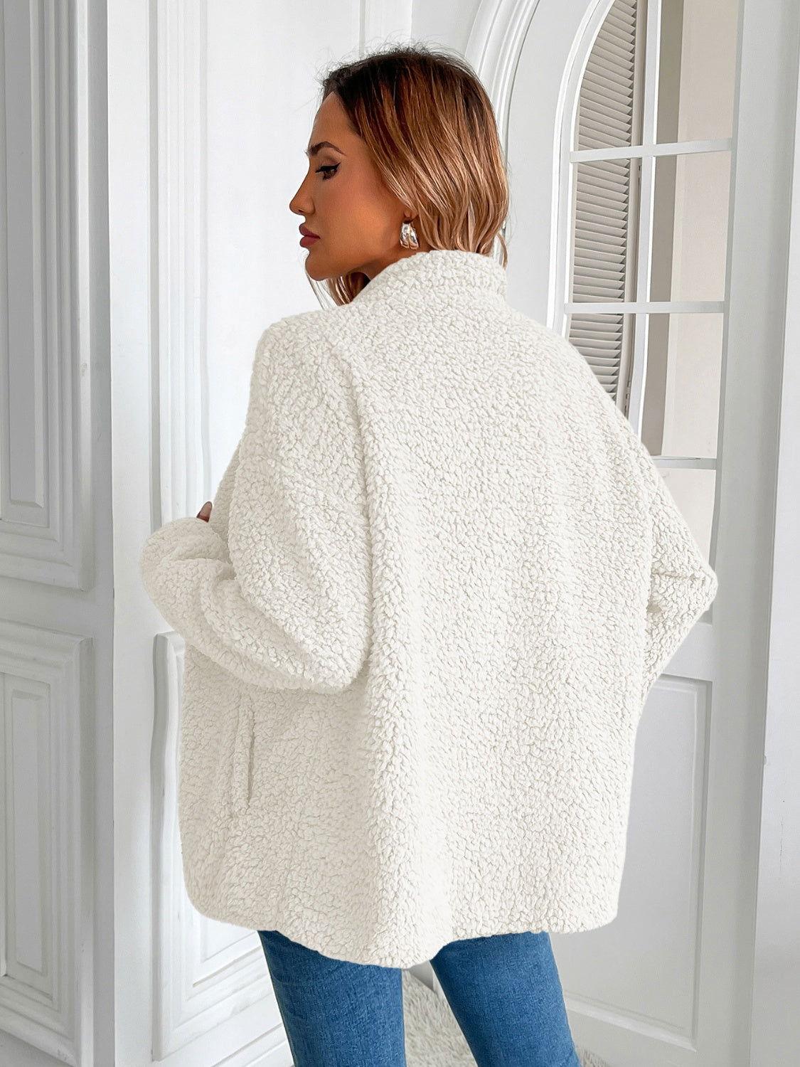 Ivy Lane Zip Up Long Sleeve Fuzzy Jacket - Clothes For Her Online Store