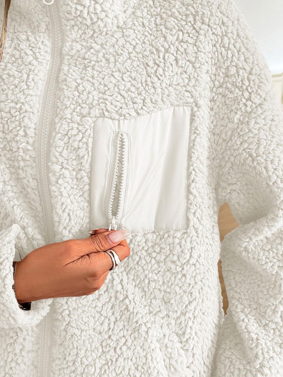 Ivy Lane Zip Up Long Sleeve Fuzzy Jacket - Clothes For Her Online Store