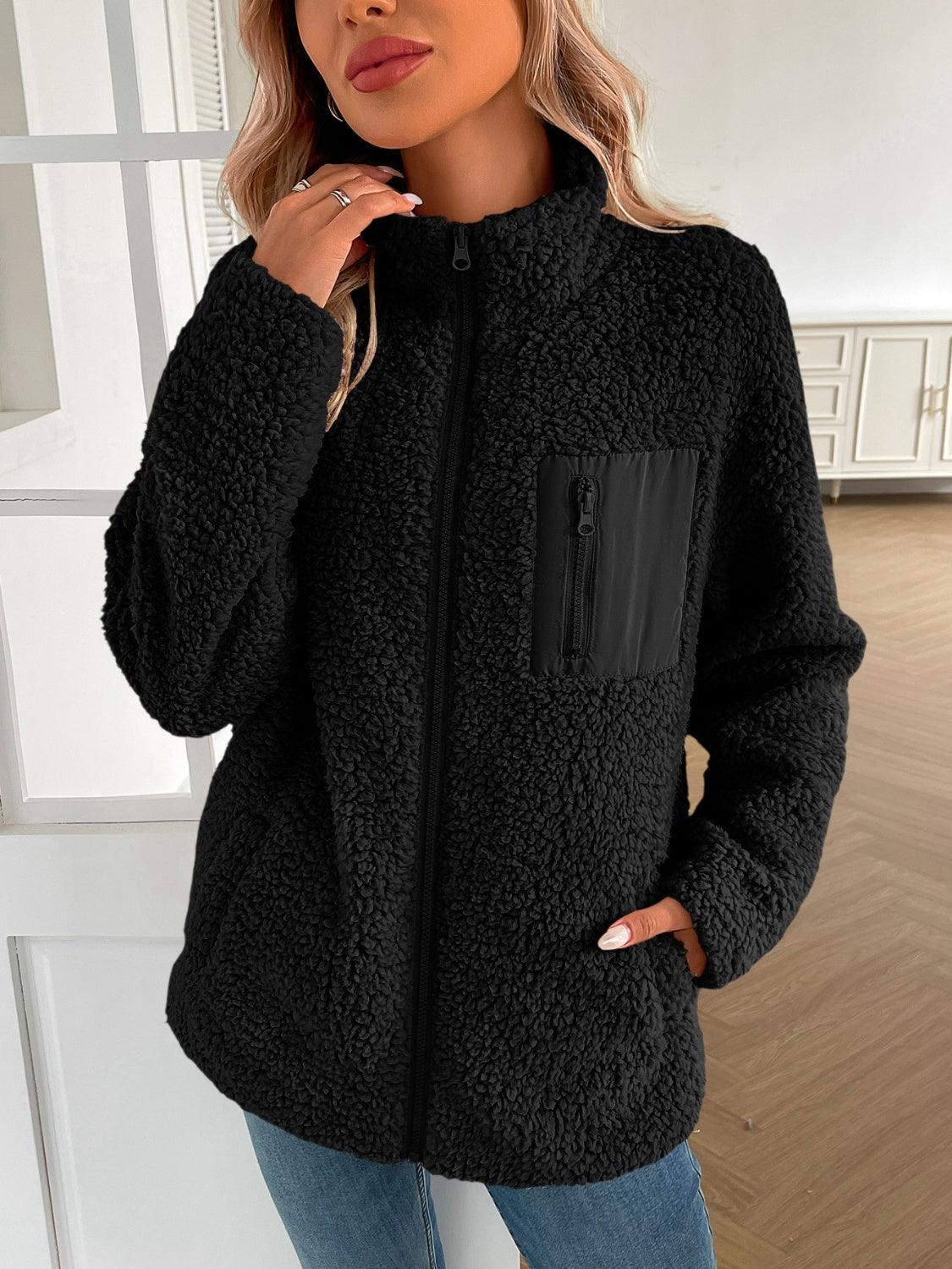 Ivy Lane Zip Up Long Sleeve Fuzzy Jacket - Clothes For Her Online Store