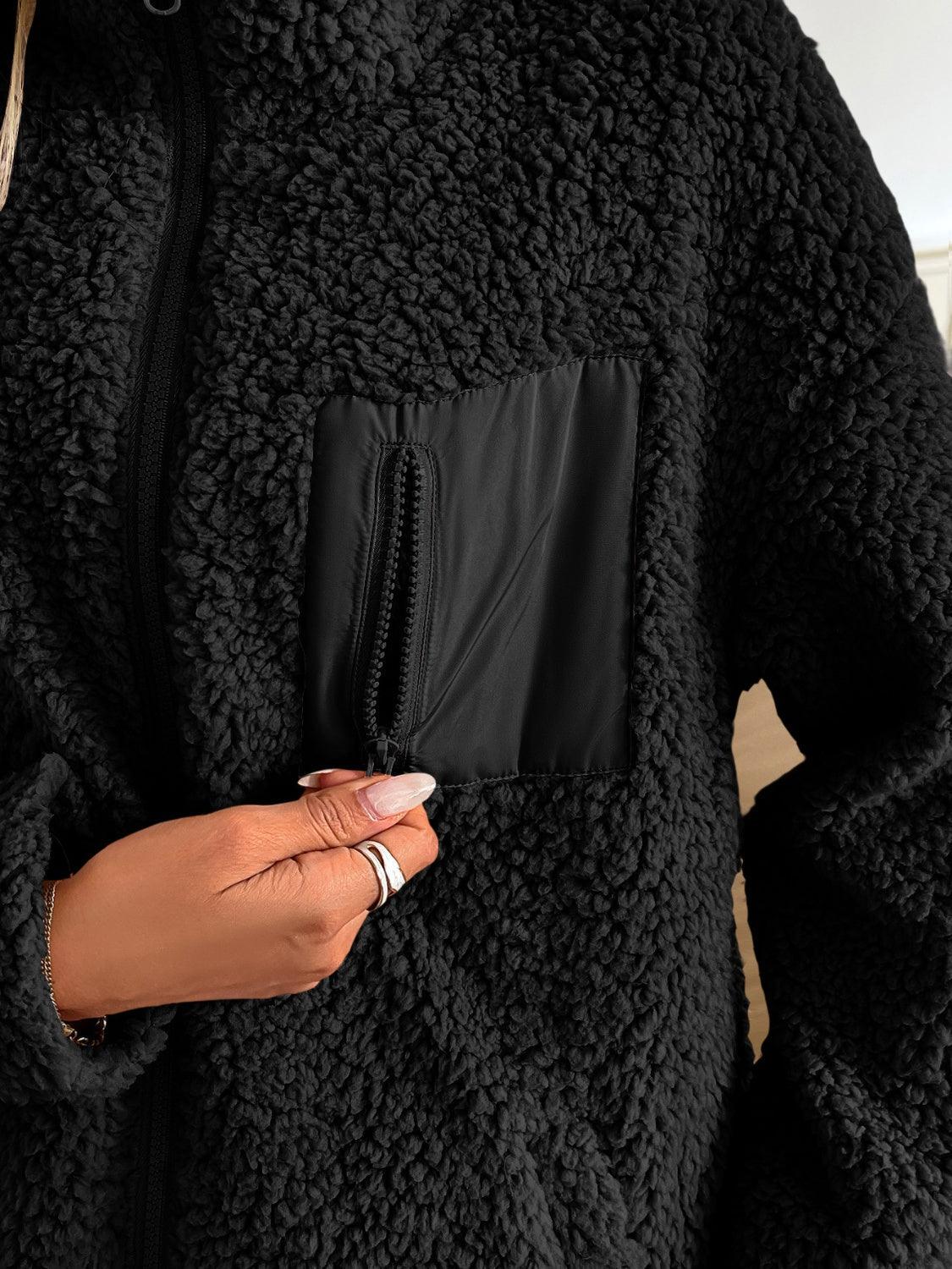 Ivy Lane Zip Up Long Sleeve Fuzzy Jacket - Clothes For Her Online Store