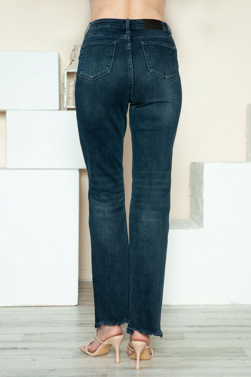 Judy Blue Full Size Button Fly Hem Destroy Straight Jeans - Clothes For Her Online Store
