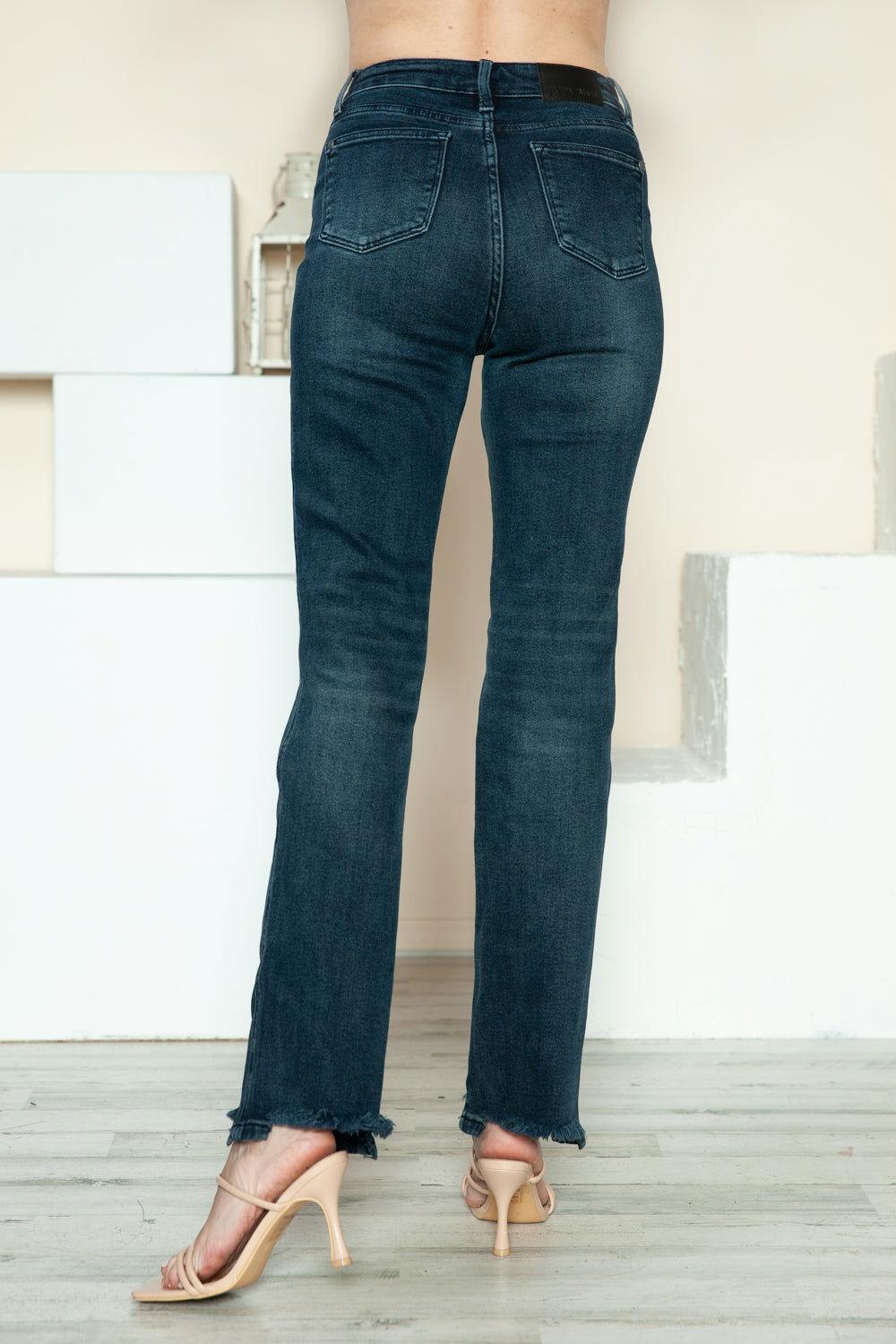 Judy Blue Full Size Button Fly Hem Destroy Straight Jeans - Clothes For Her Online Store