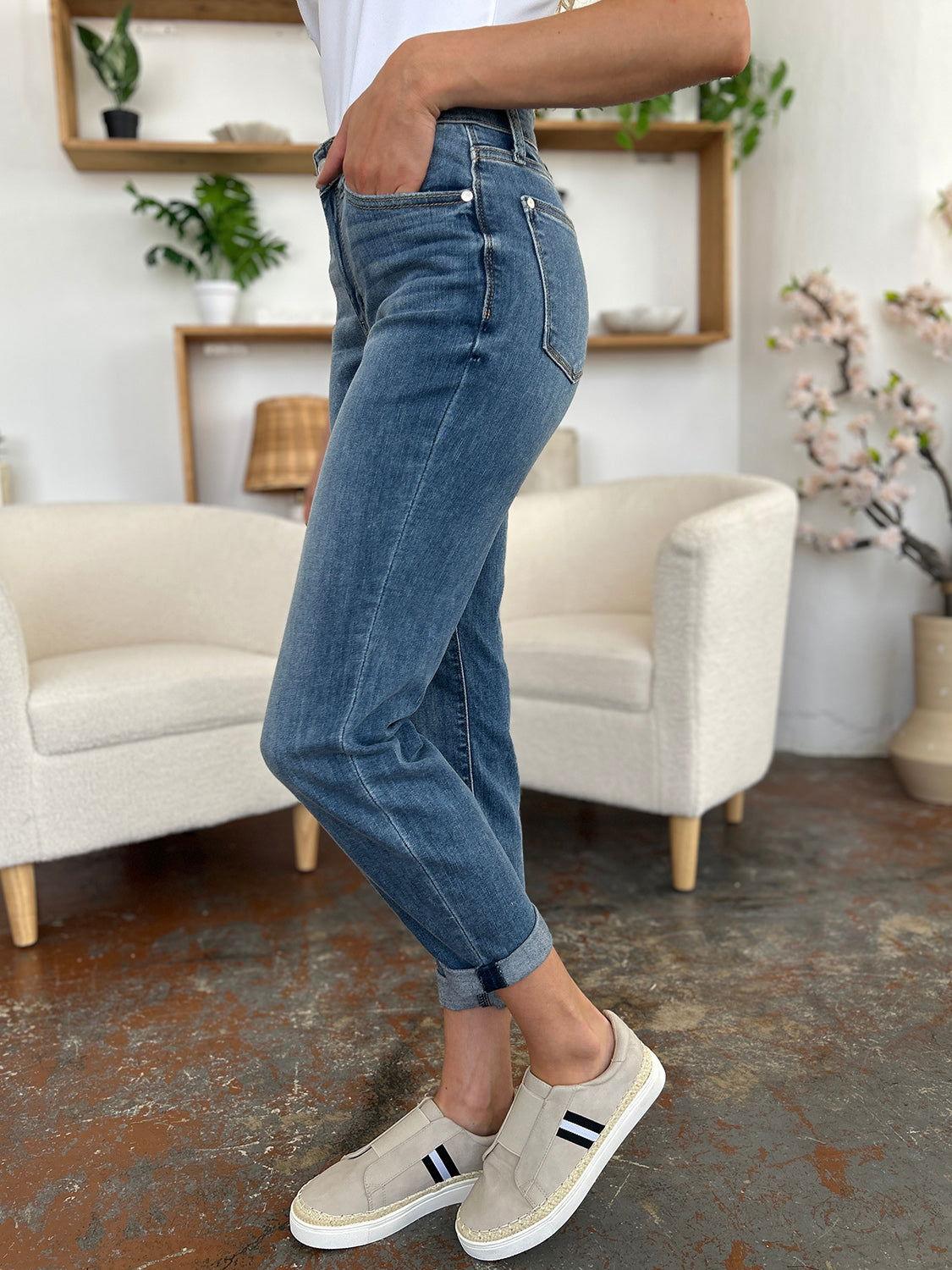 Judy Blue Full Size Cuffed Hem Slim Jeans - Clothes For Her Online Store