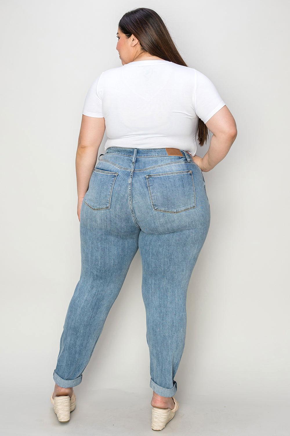 Judy Blue Full Size Cuffed Hem Slim Jeans - Clothes For Her Online Store