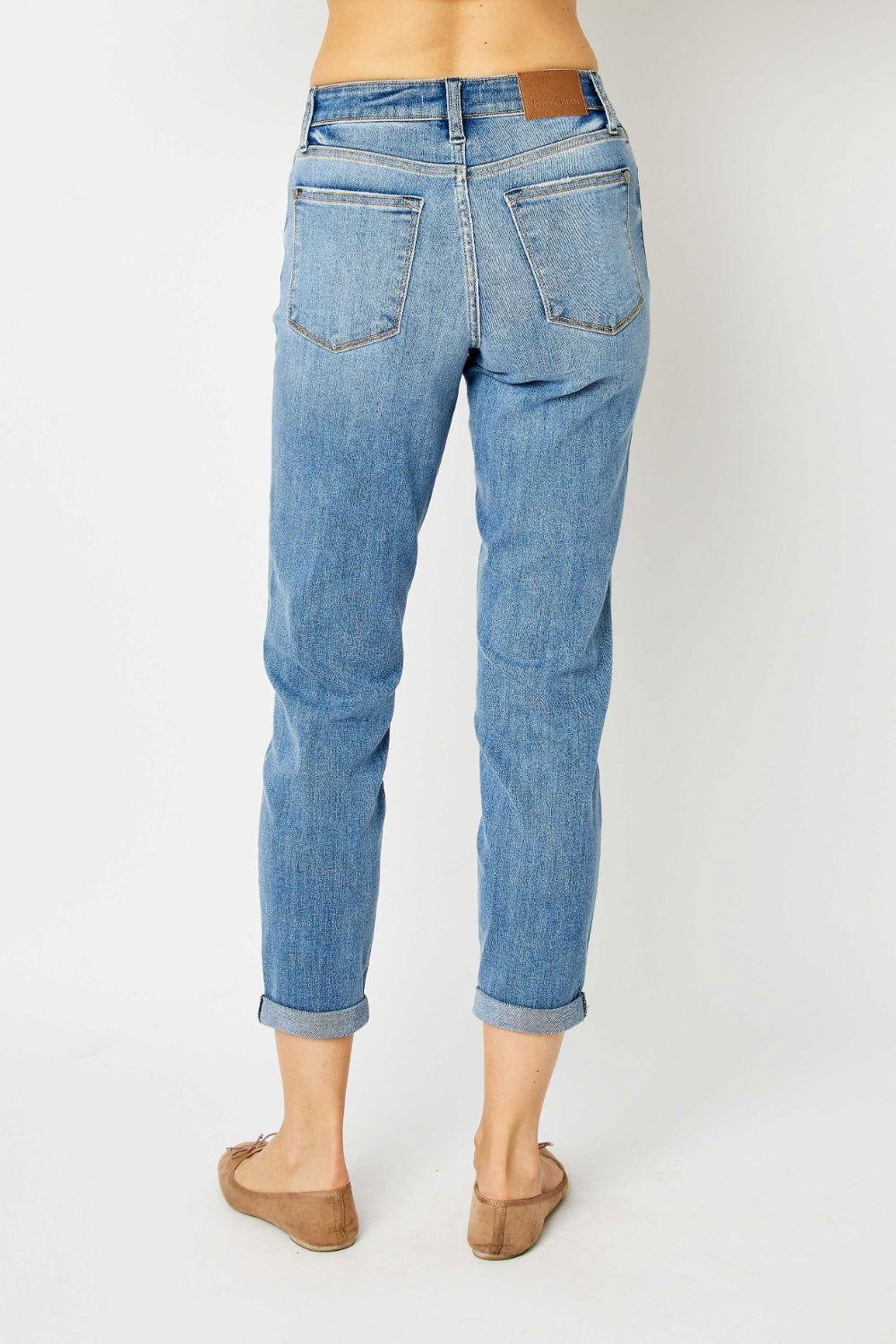 Judy Blue Full Size Cuffed Hem Slim Jeans - Clothes For Her Online Store