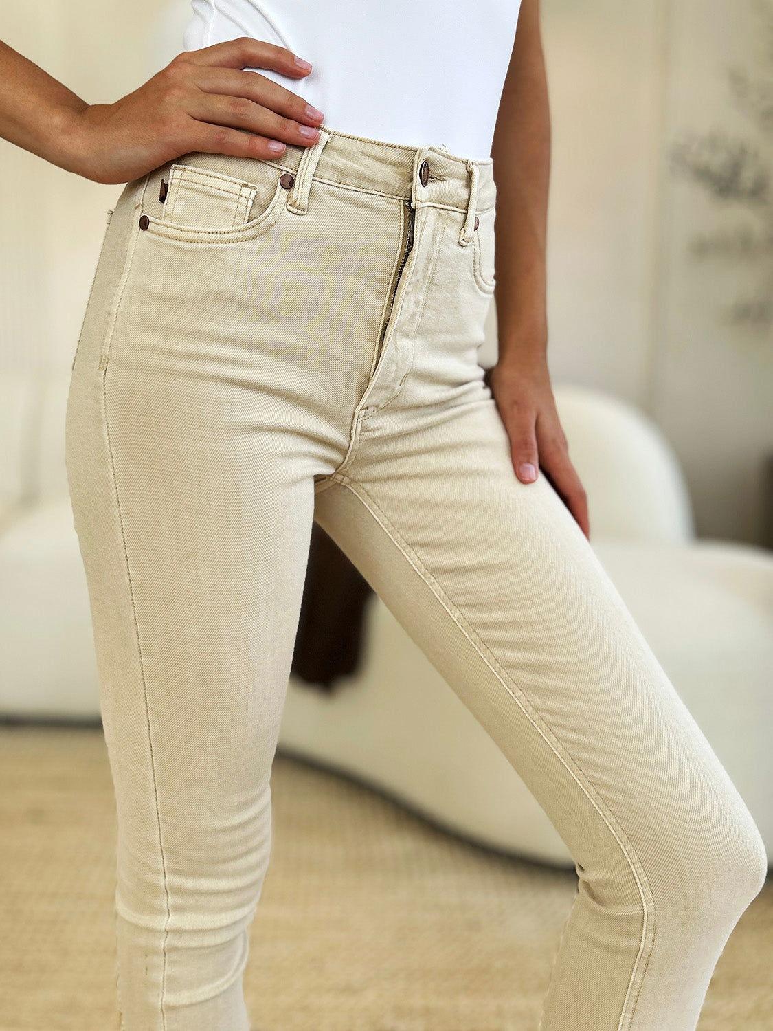 Judy Blue Full Size Garment Dyed Tummy Control Skinny Jeans - Clothes For Her Online Store