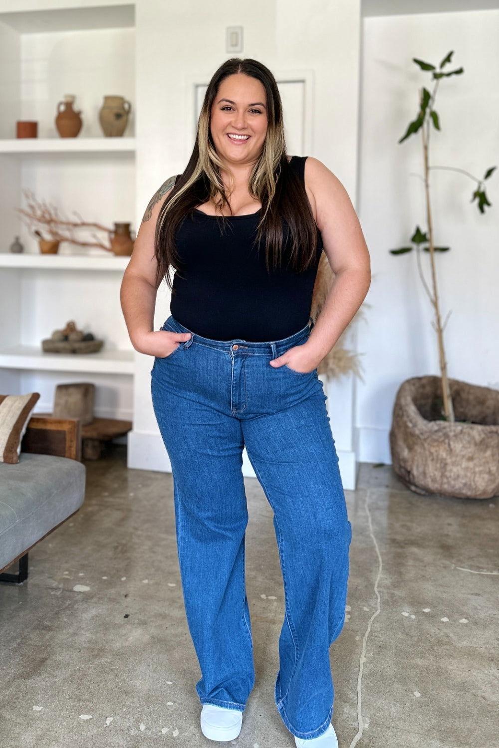 Judy Blue Full Size High Rise Straight Jeans - Clothes For Her Online Store